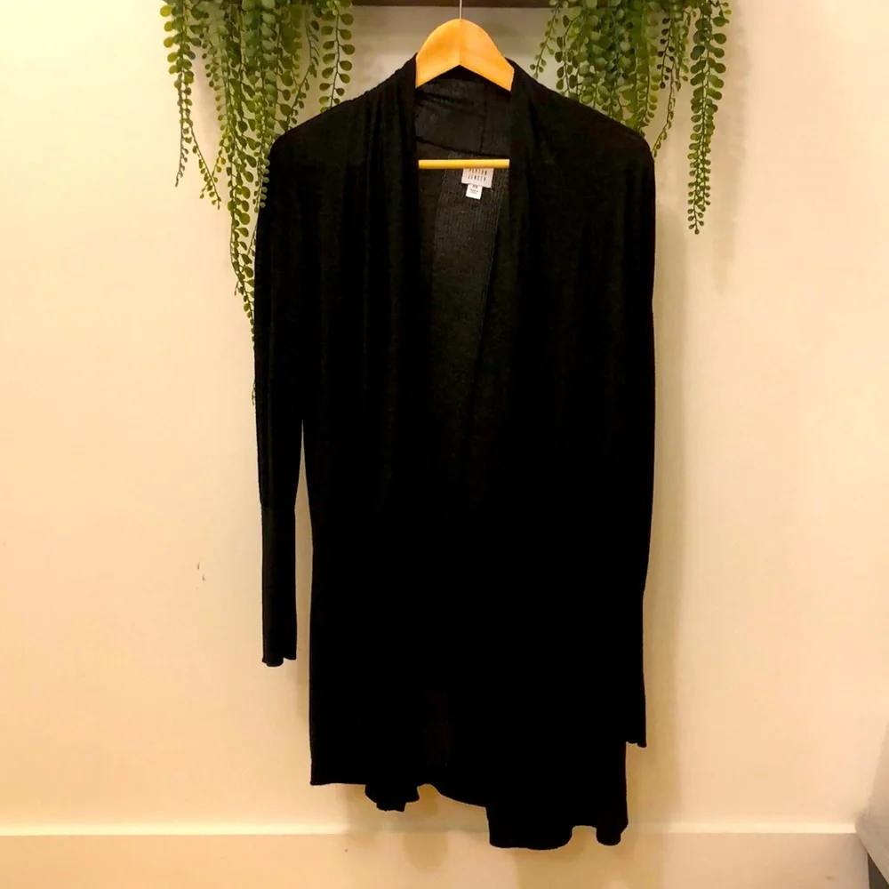 Peyton Jensen Black Cardigan Thin Light Basic Layer XS Sweater